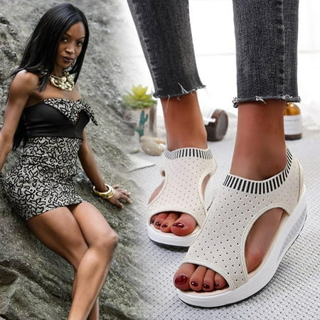 

Simplmasygenix Womens Shoes Clearance Mother s Day Gifts Fashion Women Flat Shoes Hollow Wedge Heel Casual Large Size Sandals Shoes