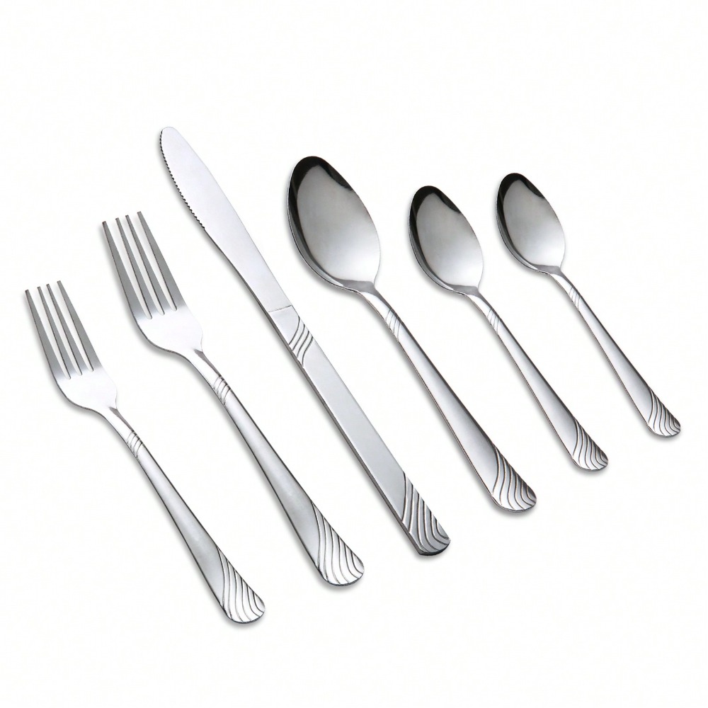 48-Piece Silverware Set Service For 8, Stainless Steel Flatware Cutlery Set, Kitchen Tableware Set, Utensil Set For Home And Restaurant, Knives Forks Spoons Set, Dishwasher Safe