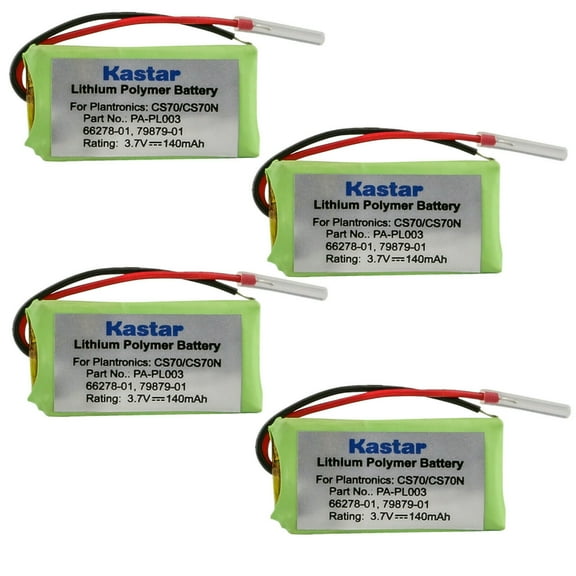 Kastar 4-Pack Battery Replacement for Plantronics 66278-01 79879-01 PA-PL003, Avaya AWH75N AWH75N CS70 CS70N CS70-N, Savi 730, Voyager Pro Voyager Pro HD Voyager Pro UC Voyager Pro W730 WH210