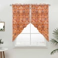 thumbnail image 5 of Boho Orange Kitchen Window Curtains, Swag Curtains Valance for Bedroom Living Room Bathroom, Country Style Bohemian Floral Retro Tribal Rod Pocket Window Curtain Block Drapes 2 Panels 36"x45", 5 of 9