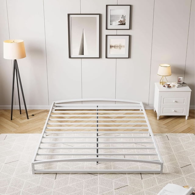 Tamaño completo size 6 - pulgada heavy - duty metal low marco de cama, noise - free mattress foundation, no necesita colchón base, fácil montaje, non - slip, blanca