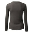 thumbnail image 5 of Trendfront Womens Solid Crewneck T Shirts Long Sleeve Slim Fit Casual Fall Basic Layering Tee Tops Cool Weather Wear, 5 of 5