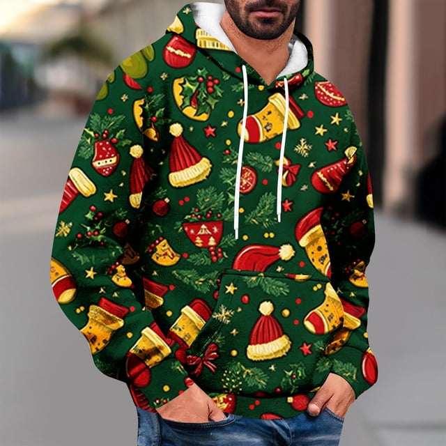 Styesk Sweatshirts pour Hommes Imprimé Mode Décontracté avec Poche à Cordon Manches Longues à Capuche