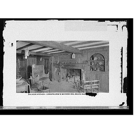 Historic Print, The Old kitchen, Longfellow's Wayside Inn, South Sudbury, Mass., 16" x 20"