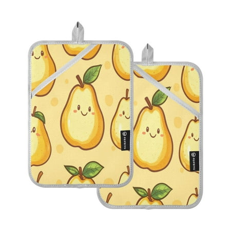 

Pot Holders Set of 2 Heat Resistant Potholders for Kitchen Easy Grip Oven Mitts for Microwave Oven Baking Kitchen BBQ Cute Pear Pattern