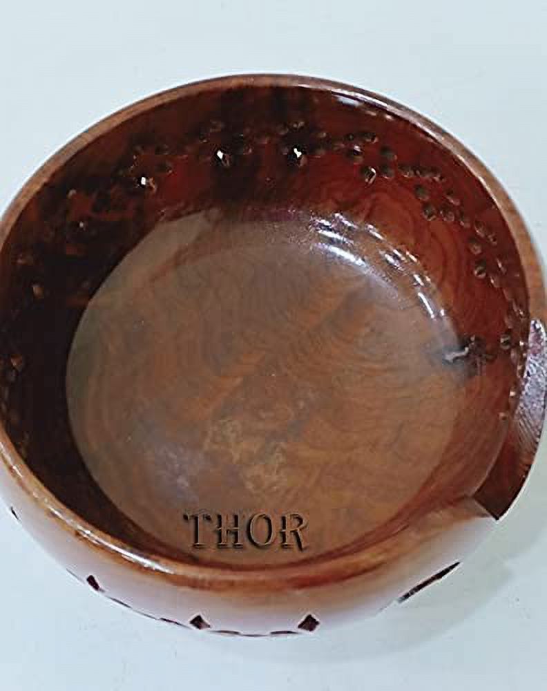 Handmade Brown Wooden Yarn Bowl Knitting Crochet Organizer Storage Holder