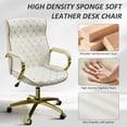 thumbnail image 4 of HomeZeer White and Gold Office Chair, Ergonomic High Back Executive Desk Chair with Wheels and Arms, Modern PU Leather Computer Chair with Rocking Function, White(Set of 2), 4 of 9