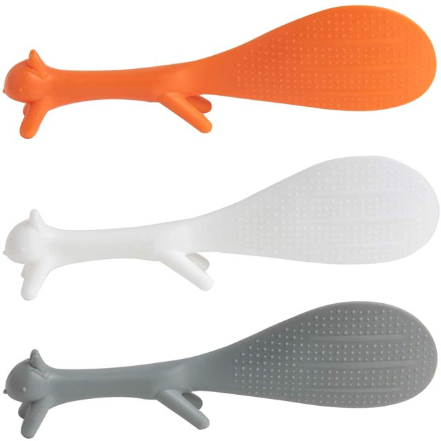 Cucharas de paleta de arroz antiadherentes con forma de ardilla creativa de 3 piezas, platos de cocina de arroz a la moda, pala de pala llena WD.WDQZL Hogar