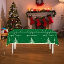 PRETXORVE Plastic Tablecloth with Christmas Theme Cutlery Set with Christmas Tree Pattern Suitable for Party Decorations and Dining