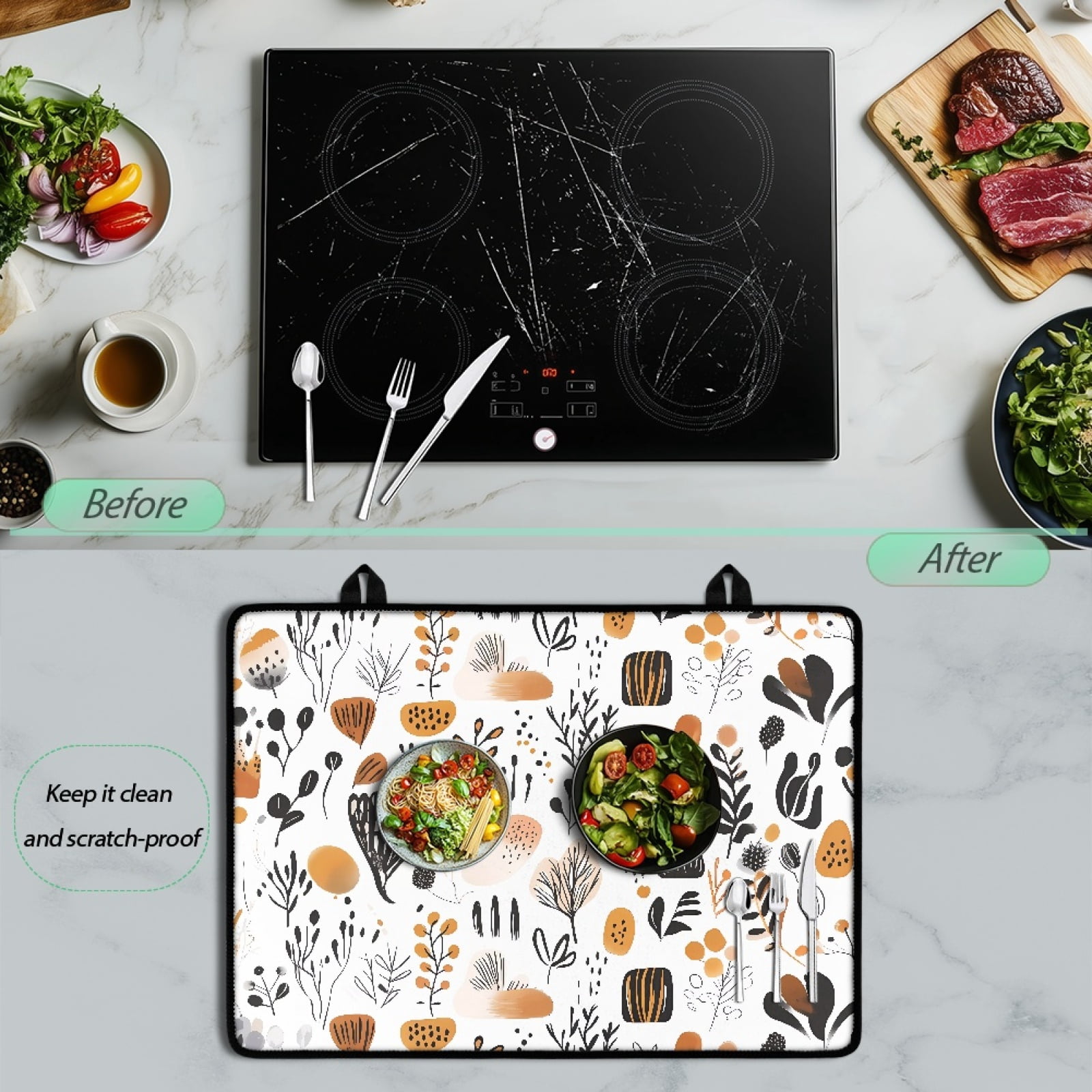Xoenoiee Abstract Boho Geometric Art Print Stove Top Cover for Electric Stove, 29.18 x 20.96 inches Stove Cover Mat Cooktop Protector Range Top Mat Cooktop Dust Protection Cover