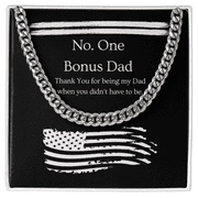 No. One Bonus Dad Flag Cuban Link Chain Necklace Father's Day Necklace Gift For Him, Birthday Gift, Aniversary Gift