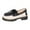A Black, variant on Wovix Women's Color Block Penny Loafers Slip-On Shoes Comfortable Flat for Business Casual Work Office Everyday Walking Footwear