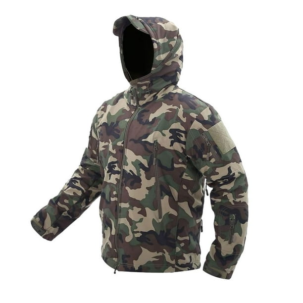 Sonducket Los militares tácticos de la chaqueta con capucha inspiraron hechos con la chaqueta táctica militar para hombre de la fibra química Abrigos y chamarras Camuflaje 4XL