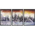 thumbnail image 2 of IDEA4WALL Framed Canvas Print Wall Art Set of 3 Sunset Winter Snow Pine Tree Forest Nature Wilderness Photography Realism Decorative Landscape Scenic for Rooms - 16"x24"x3 Panels Black, 2 of 5