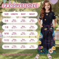 thumbnail image 7 of Uourmeti Girls Elegant Maxi Dress, Black Cat Flower Printed Short Sleeves Dress with Pockets Summer Long Holiday Dresses, Size 7-8 Years, 7 of 7