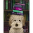 thumbnail image 3 of Fab Funky 20x24 Black Modern Framed Museum Art Print Titled - Labradoodle, Cream, and Books, 3 of 5