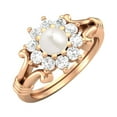 thumbnail image 2 of 4.5MM Round Pearl 925 Silver Rose Plated Cluster Women Mother's Day Gift Ring, 2 of 4