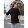 thumbnail image 3 of Fashion Solid Color Women Summer Casual Top Office Blouse, 3 of 6