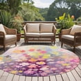 thumbnail image 4 of Round Rugs 8Ft, Spring Floral Round Area Rug Washable Indoor Throw Carpet, Modern Oil Painted Daisy Botanical Elegant Large Non Slip Circle Rug for Kids Room RV Home Decor Aesthetic, 4 of 8