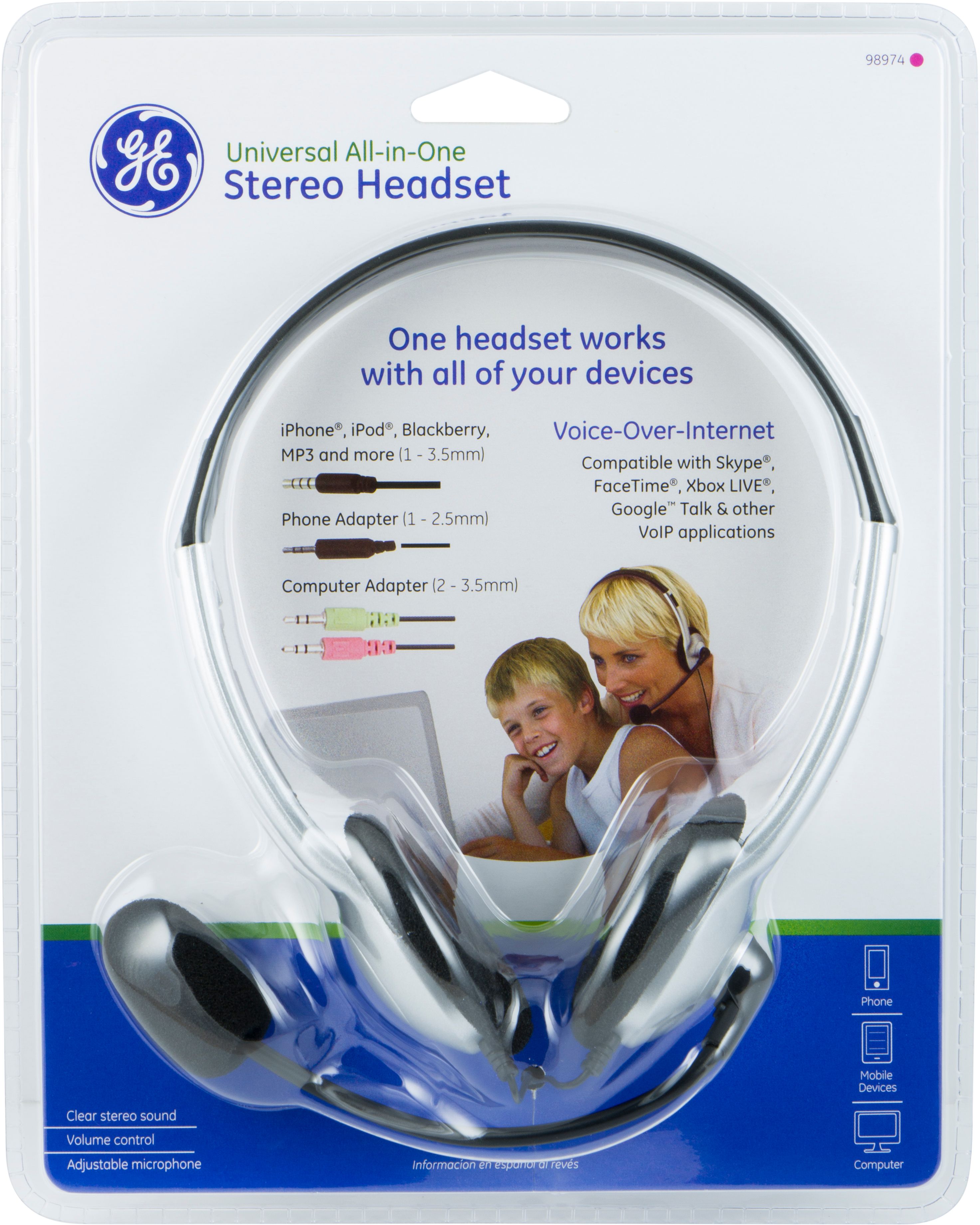 Power Gear Universal All-in-One Stereo Headset, 3.5mm and 2.5mm connector, 98974 - image 3 of 3