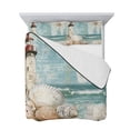 thumbnail image 7 of Coastal Nautical Twin Size Down Alternative Comforter, Lightweight Comforter Quilt Bedding Set with Pillow Shams Summer Beach Wave Starfish Shell All Seasons Bed Comforter Duvet Insert 68"x86", 7 of 7