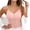 c01Pink, variant on Women's Lace Camisole with Built-in Padded Bra, Adjustable Spaghetti Straps V Neck Crop Cami Tops Red L