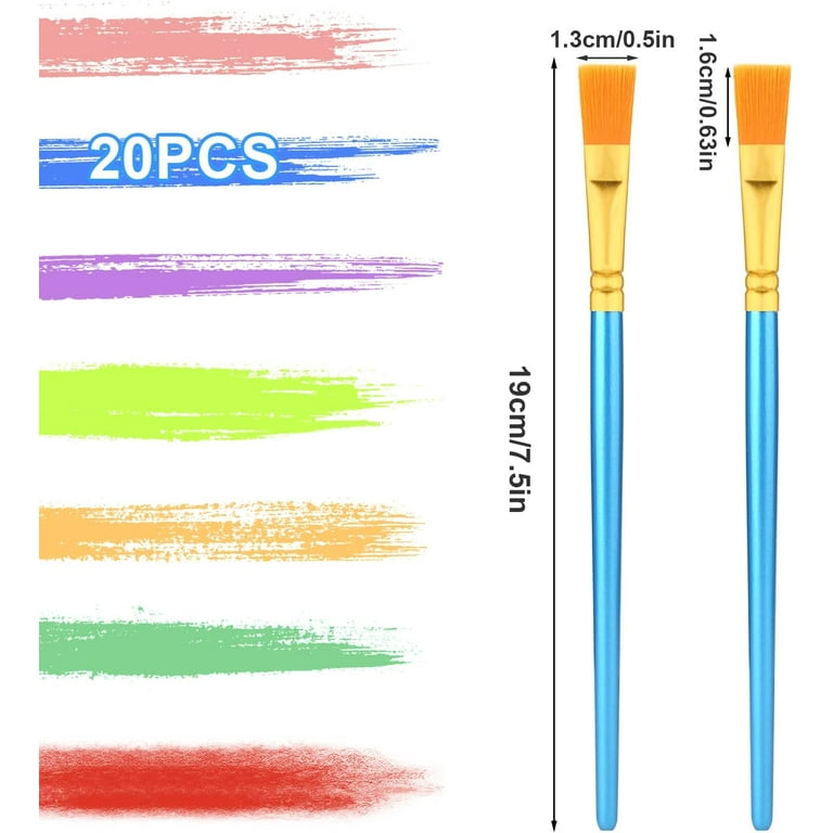 20pcs Flat Small Art Paint Brushes 0.5 Inch Wide, Watercolor Acrylic Paint  Brushes Bulk Synthetic Nylon Oil Painting Brushes for Artists Professional  Amateurs Acrylic Painting Crafts (Blue) 