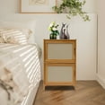 thumbnail image 6 of Fichiouy Rustic Bamboo Nightstand with Drawers Rattan Side Table Bedside End Table for Bedroom Living Room 16.93 x 12.6 x 26.77in, 6 of 14