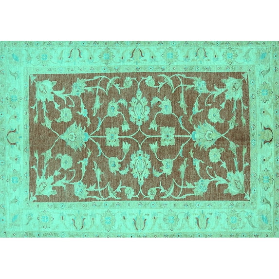 Ahgly Company Indoor Rectangle Oriental Turquoise Blue Traditional Area Rugs, 6' x 9'