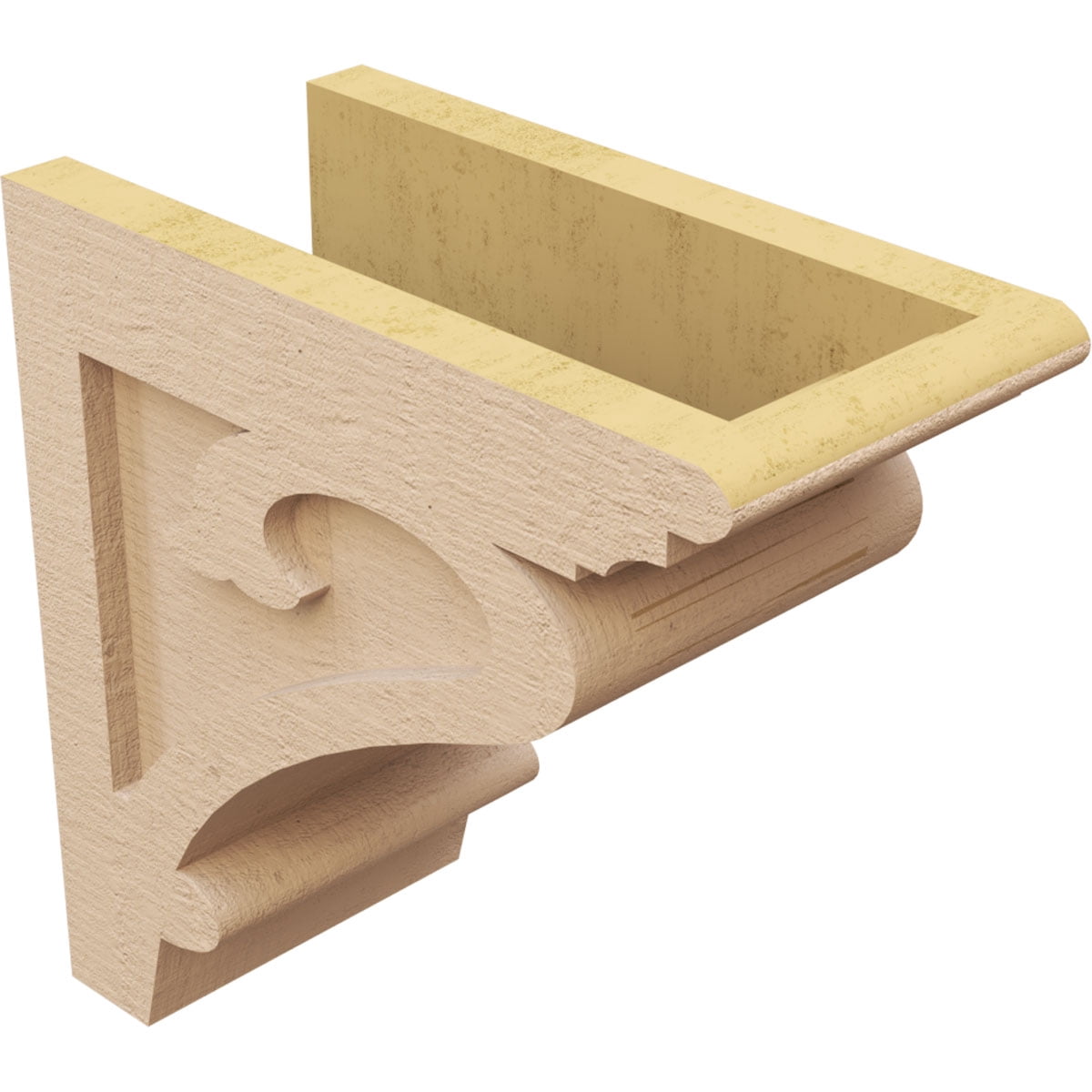 6"W x 12"D x 12"H Classic Mayflower Rough Cedar Woodgrain TimberThane Corbel, Primed Tan