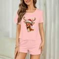 thumbnail image 5 of Felirenzacia Christmas Pajama Sets for Women, 3PC Loungewear with Short Sleeve Tops, Pants with Shorts, Casual Soft Home Yoga Outfit Sets, 5 of 7
