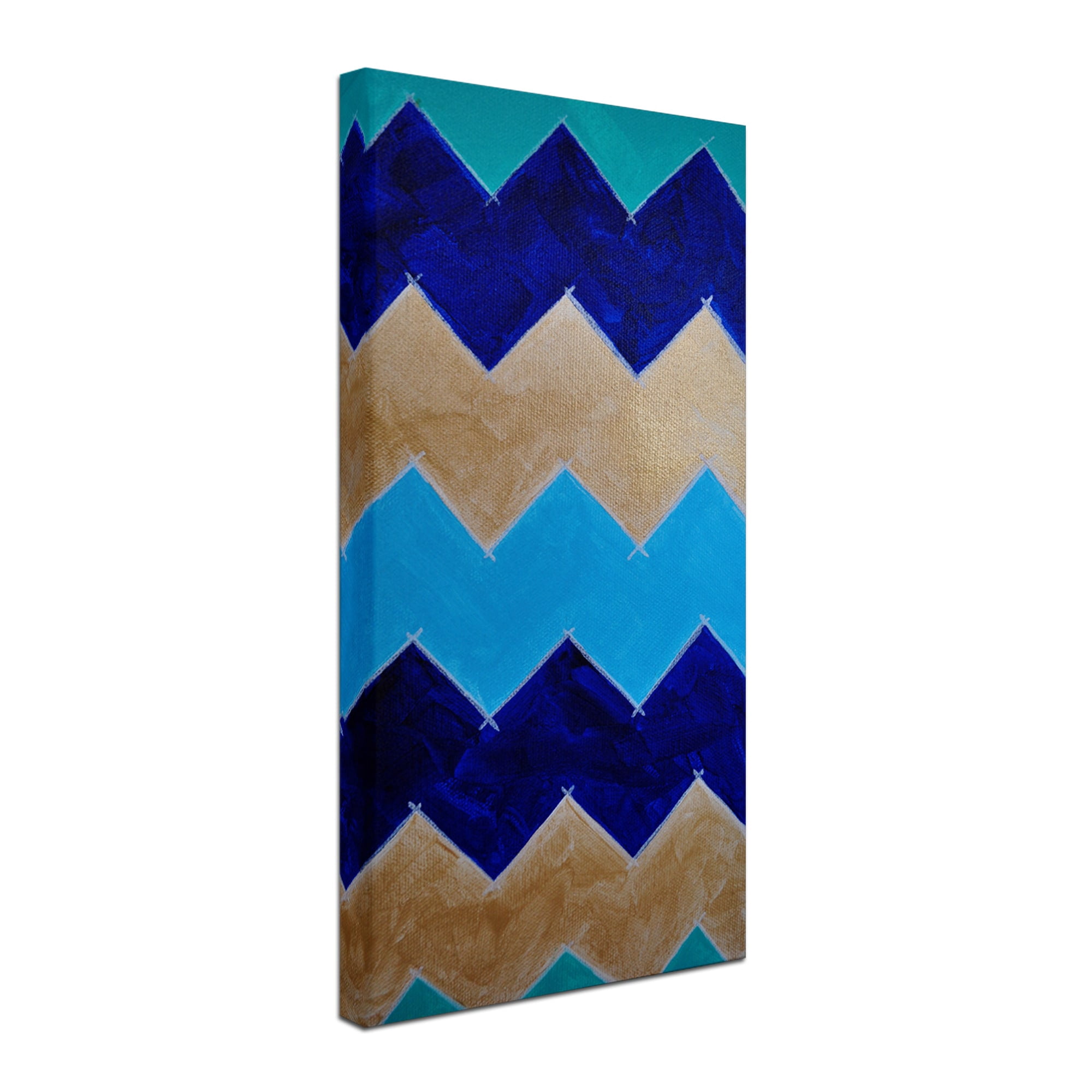 Trademark Fine Art "Blue and Gold Chevron" Canvas Art by Nicole Dietz