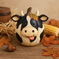 thumbnail image 3 of Highland Cow Pumpkin Figurine Farmhouse Thanksgiving Fall Decor Resin Tabletop Accent, 3 of 8