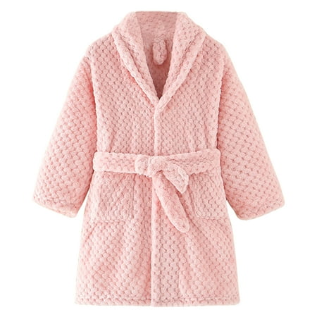 

GYRATEDREAM Kids Toddler Boys Girls Fleece Robe Soft Bathrobe Pajamas Sleepwear With Belt for Kids 4-18 Years
