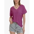 thumbnail image 2 of Women's Short Sleeve V-Neck Shirts Loose Casual Tee T-Shirt, 2 of 6
