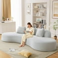 thumbnail image 3 of 123in Cloud Couch Curved Sectional Sofa with Memory Foam, Oversized Deep Seat Boneless Couches, Corduroy Upholstery & 3 Pillows, No Assembly Required for Living Room(white), 3 of 7