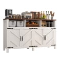 thumbnail image 3 of 55 inches Large Farmhouse Buffet Sideboard with 4 Doors, Rustic Kitchen Storage Cabinet with Adjustable Shelves, Wooden Coffee Bar Cabinet for Dining Room, Entryway, TV Stand Buffet Table, White, 3 of 7