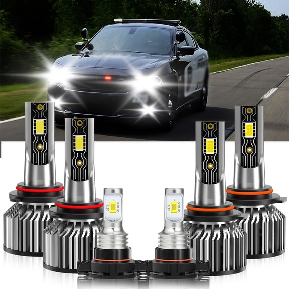VEHIFOMO LED Headlight Bulbs High Low Beam Fog Light kit white For Dodge Charger 2010-2010