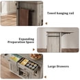 thumbnail image 6 of TROPOW Kitchen Island Cart on Wheels with Foldable Table, 2-Tier Rolling Kitchen Cart with Storage Shelf & Towel Rack, Mobile Workstation for Small Spaces, 6 of 7