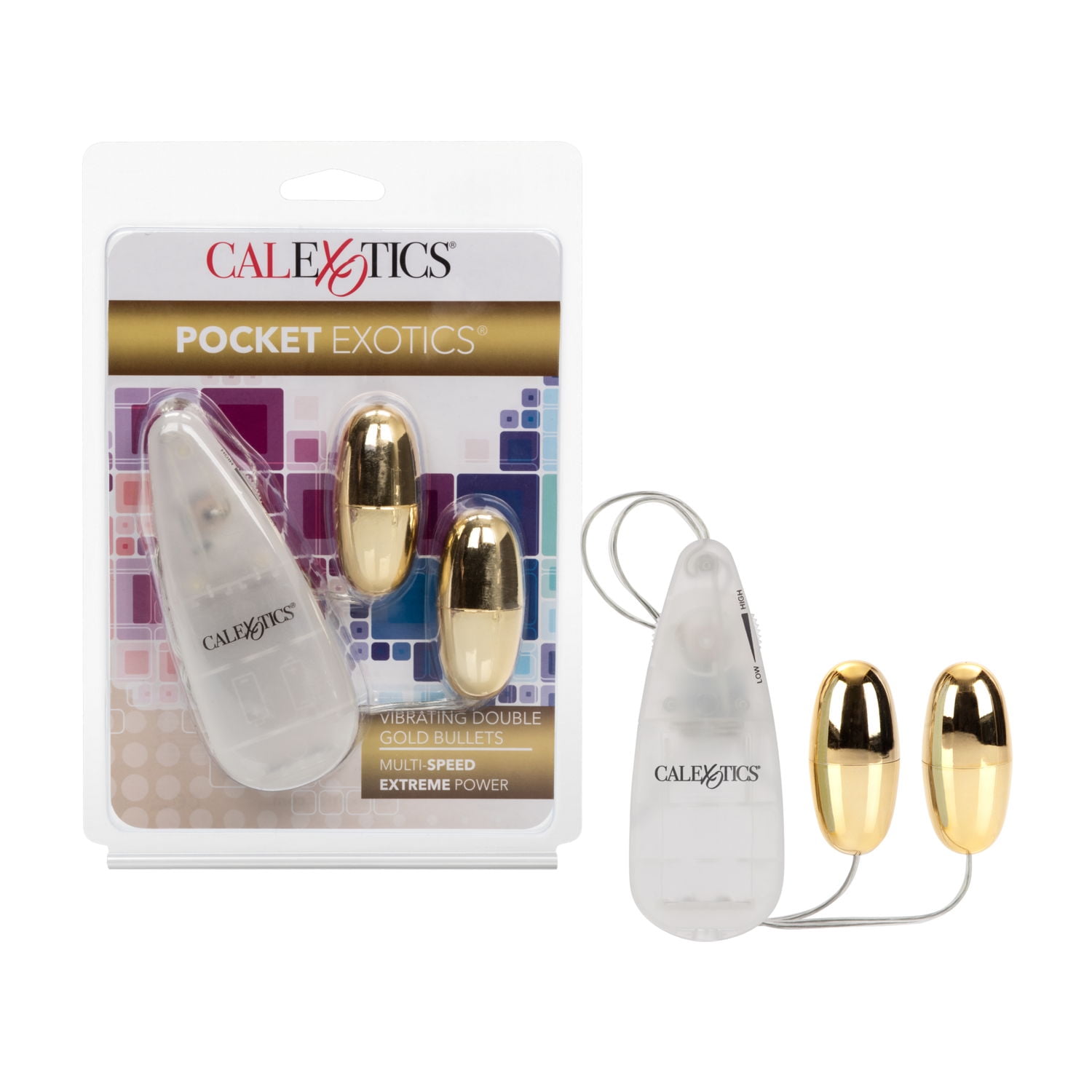 CalExotics Pocket Exotics Multi-Speed Vibrating Double Gold Bullets Vibrator - Gold