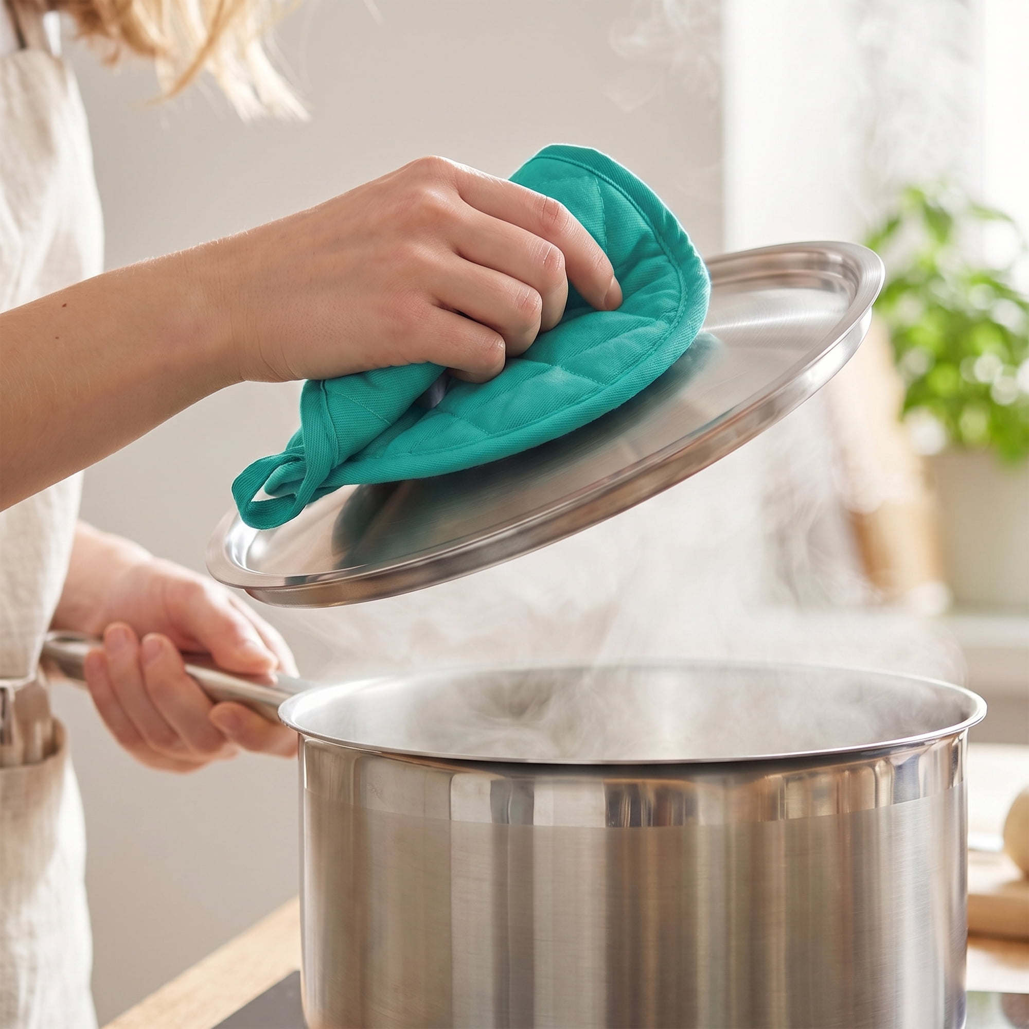 Unique Bargains 2 Pcs Pot Holders Heat Resistant Trivets Non Slip Hot Pads for Kitchen Lake blue 7.1"x7.1"