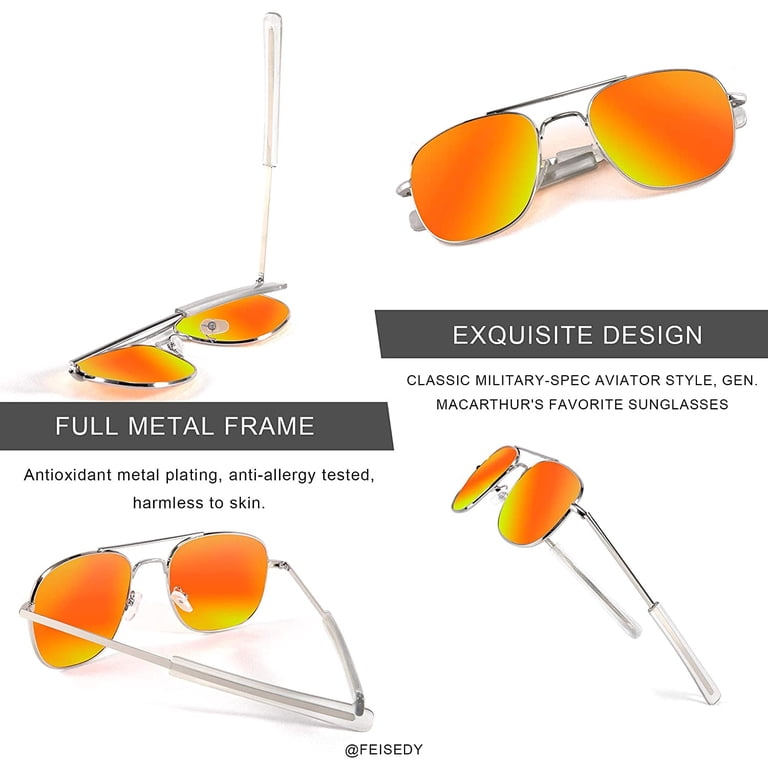 FEISEDY Mens Aviator Sunglasses Polarized Military Pilot  display picture 2