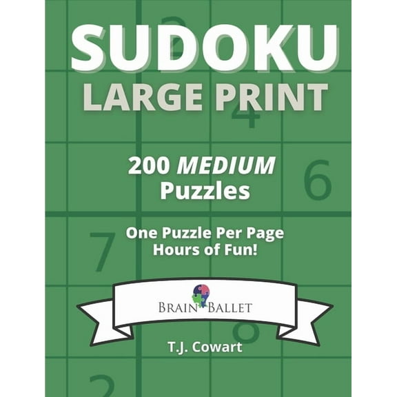 Sudoku Large Print: 200 Medium Puzzles One Puzzle Per Page (Paperback)(Large Print)