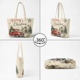 thumbnail image 4 of HUIACONG Christmas Red Truck Cottage Print Quilted Tote Bag, Reinforced Stitching Large Capacity Shoulder Handbag for Holiday Shopping, Work Daily Use with Roomy Inner Space, 4 of 7