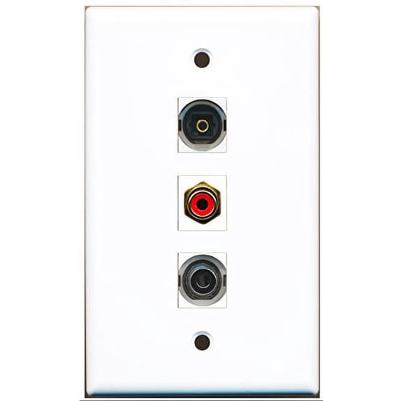 RiteAV - 1 Port RCA Red and 1 Port Toslink and 1 Port 3.5mm Wall Plate