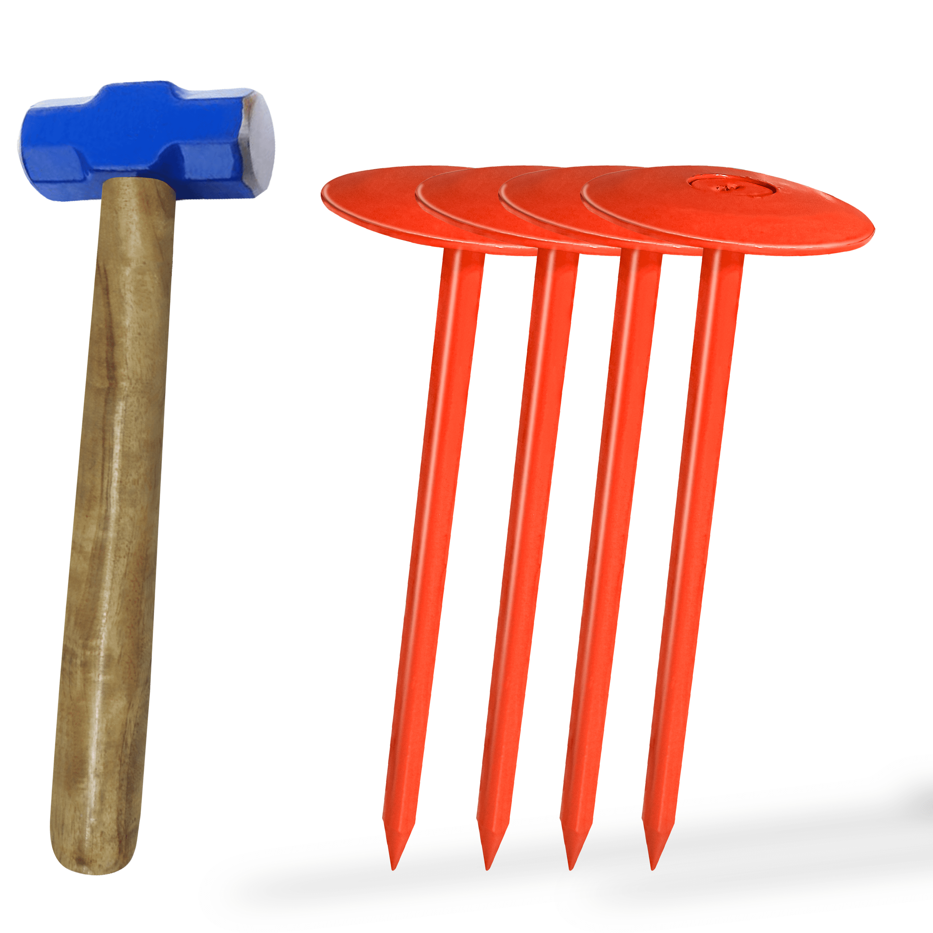 FEBTECH - Septic Tank Marker - 3.5" x 7" - Suitable Property line Markers for Protecting Your Septic Tank and Property Boundary with Solid and Sturdy Septic Tank Marker - Pack of 4 Pcs + 1 Pc Hammer