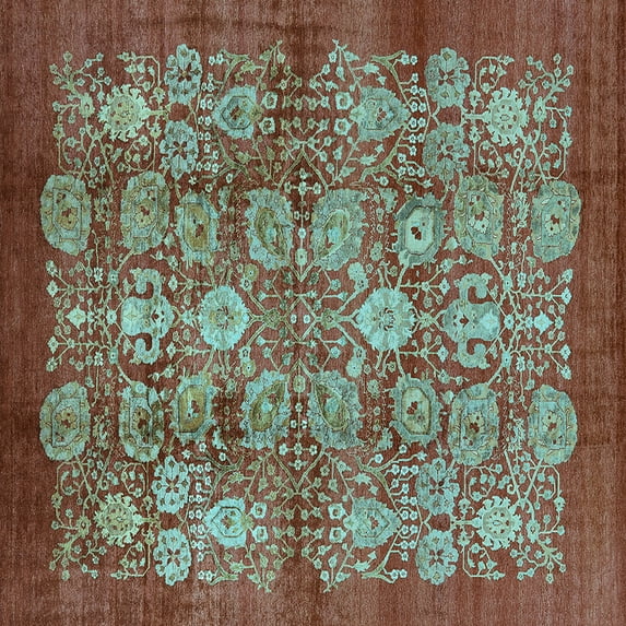 Ahgly Company Indoor Square Oriental Light Blue Industrial Area Rugs, 4' Square