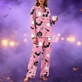 thumbnail image 2 of Fewfanhot Pajama Sets for Women 2 Piece Halloween Long Sleeve Sleepwear Soft Loungewear Two Piece Button Down Pjs Lounge Set, 2 of 9