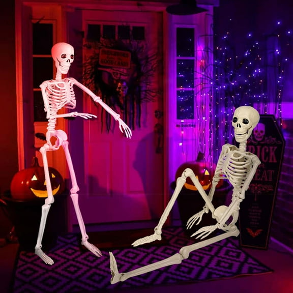 Diceymbol Halloween Poseable Skeleton 36.6" Tall Movable Joint Plastic Decor for Parties & Escape Rooms, Life-Size Hanging/Standing Display