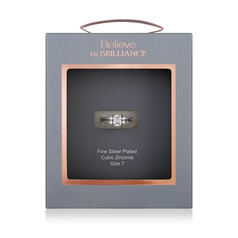Women's Believe in Brilliance Fine Silver Plate AAA CZ Engagement